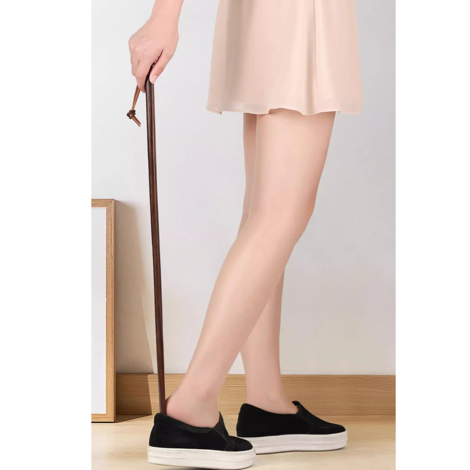calzador, Mango largo de madera, dispositivo elevación zapatos for el hogar, herramienta Dios, mango zapato, tirador deslizante(Multicolor)