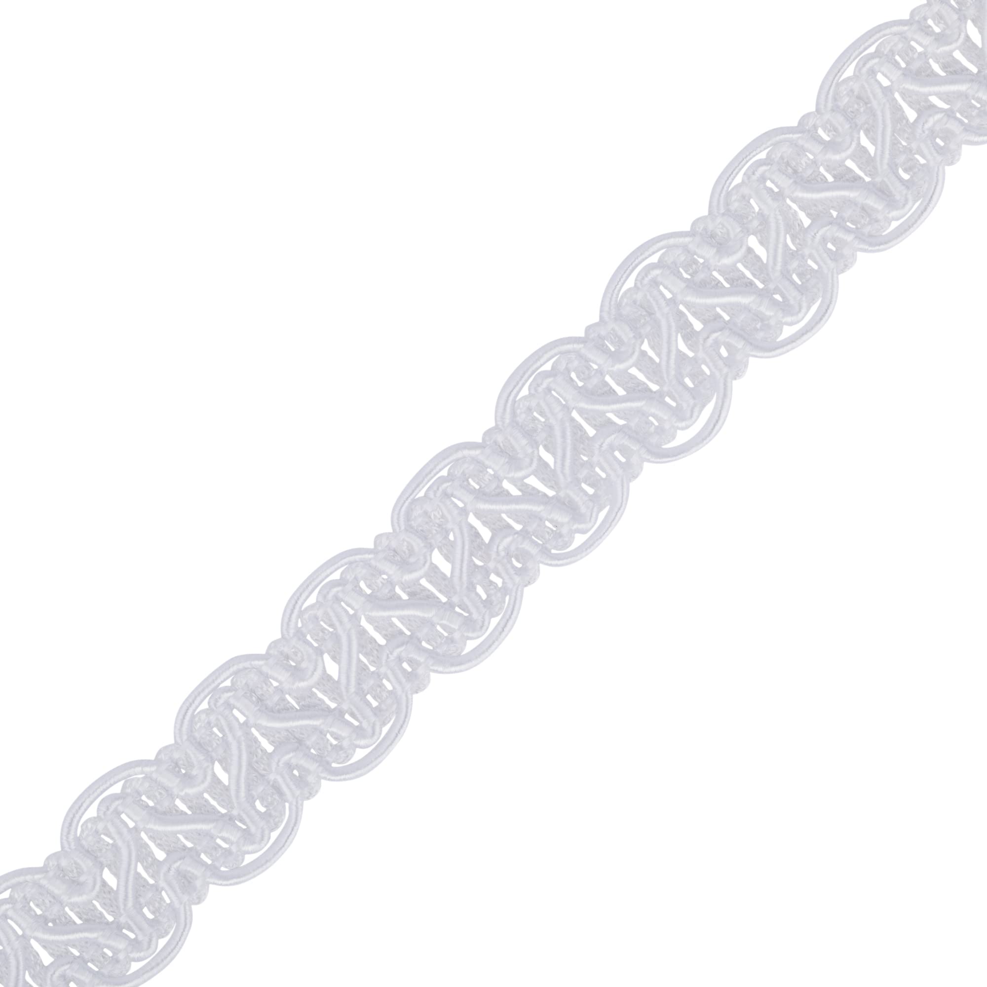 Gimp Furnishing Braid 14mm Wide Upholstery Edging Trim, Gold Lace-Colour Braid for Cushions, Curtains, Woven Fabric Trimming, Gimp Braid, Piping Trim, Decorative Trim, Sewing Trims (White,25m)