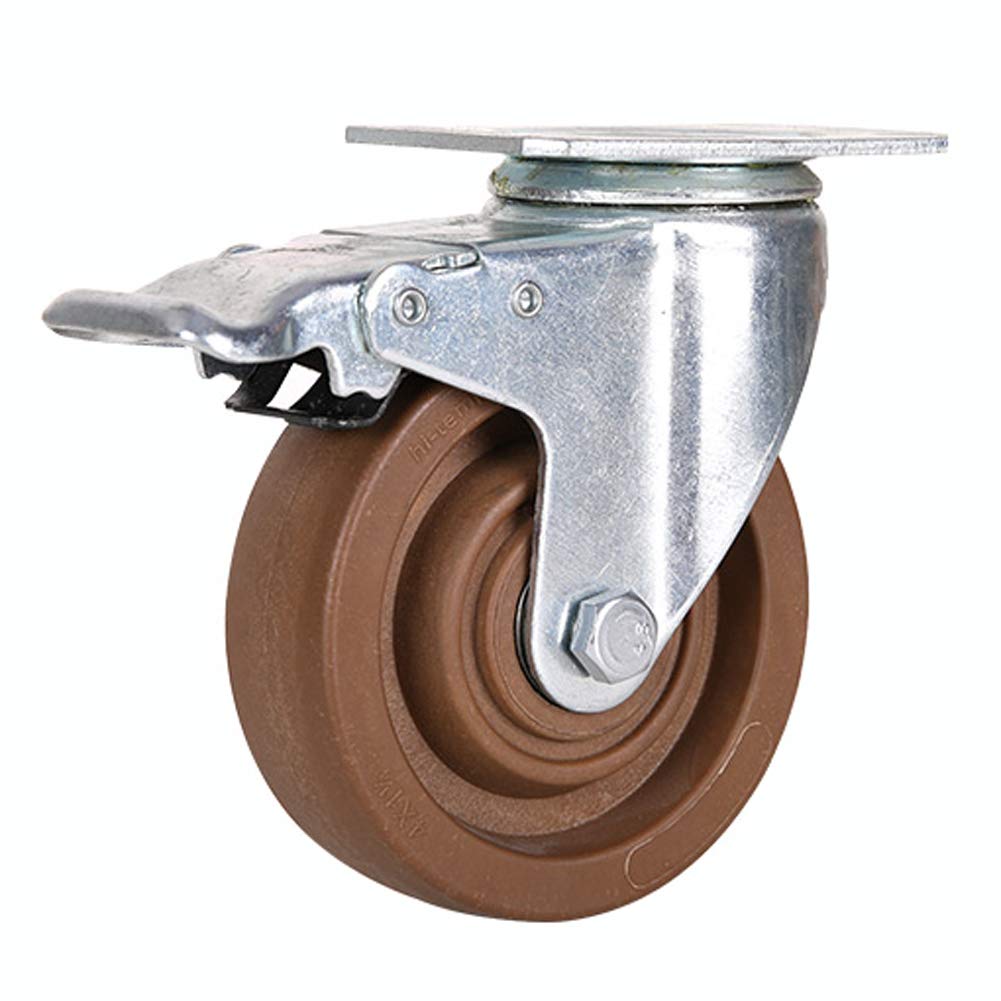 Ruote in Nylon Resistenti da 75 mm, 100 mm e 125 mm, capacità di carico 400-480 kg, silenziose, industriali, girevoli, con Freno, per mobili da Fabbrica, carrelli e forni (3'', 4'', 5'').