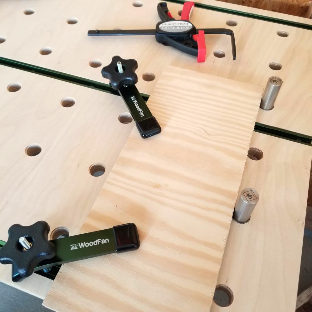 Plan de travail de menuisier 915 x 610 mm avec trous de 20 mm et rails en T en contreplaqué pour l'atelier, accessoires de menuiserie, éléments de montage | Woodfan