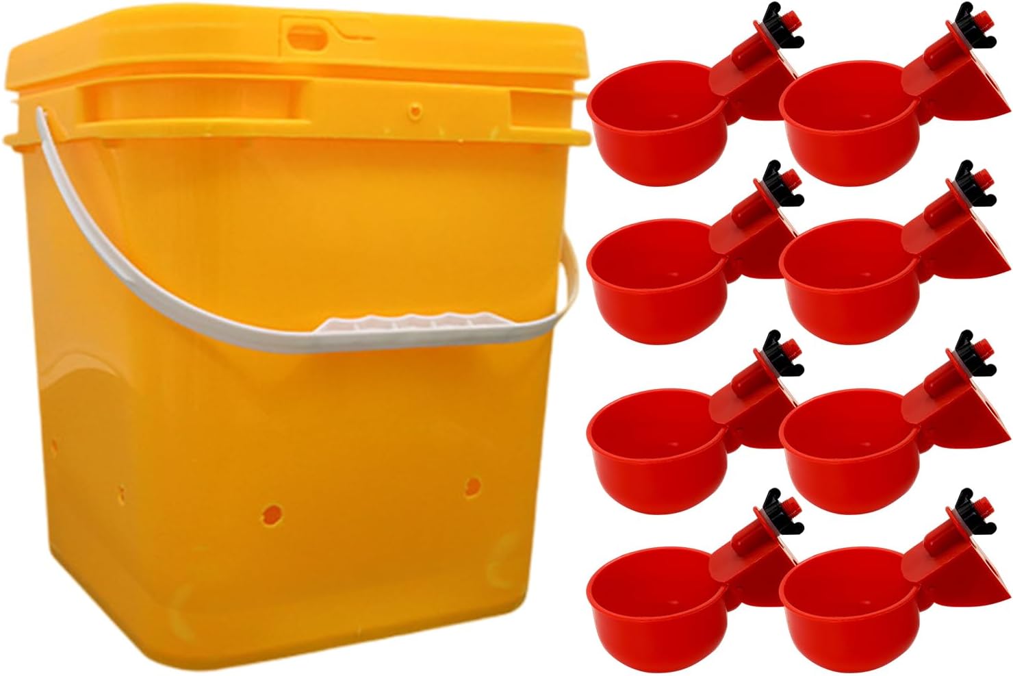 Poultry Feeder - Automatic Waterer Cup, No Waste Leakproof, Large Capacity Container, Livestock Supply Function, Top Performance Farm Category, Red Big Size for Geese Ducks Hens Turkey