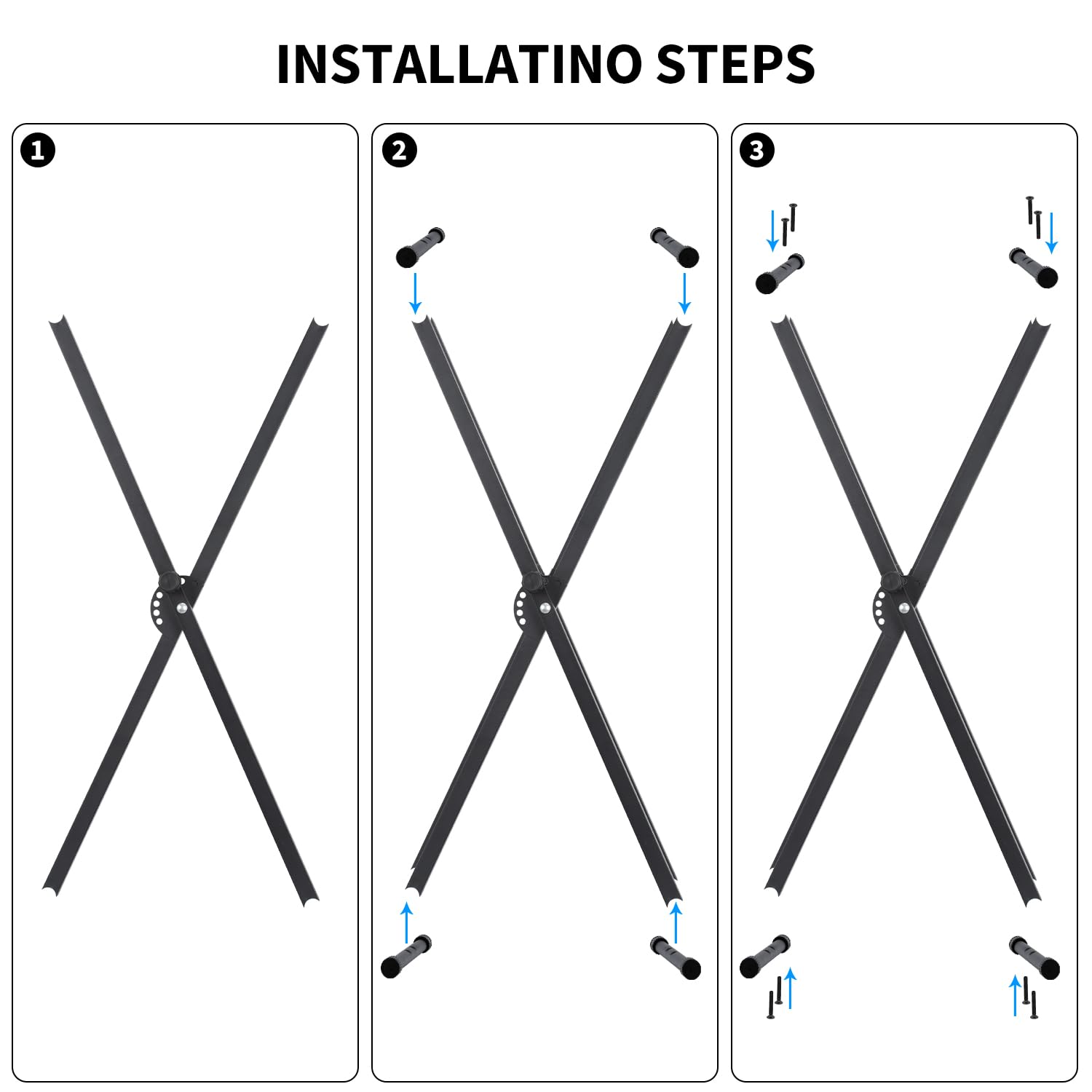 Keyboardständer für E-Pianos,X-förmig Doppelstrebiger E-Piano Ständer mit Verriegelungsriemen und Schnellspannmechanismus,Keyboard Ständer verstellbar 32 cm bis 97 cm für 54 61 76 88 Tasten (Schwarz)