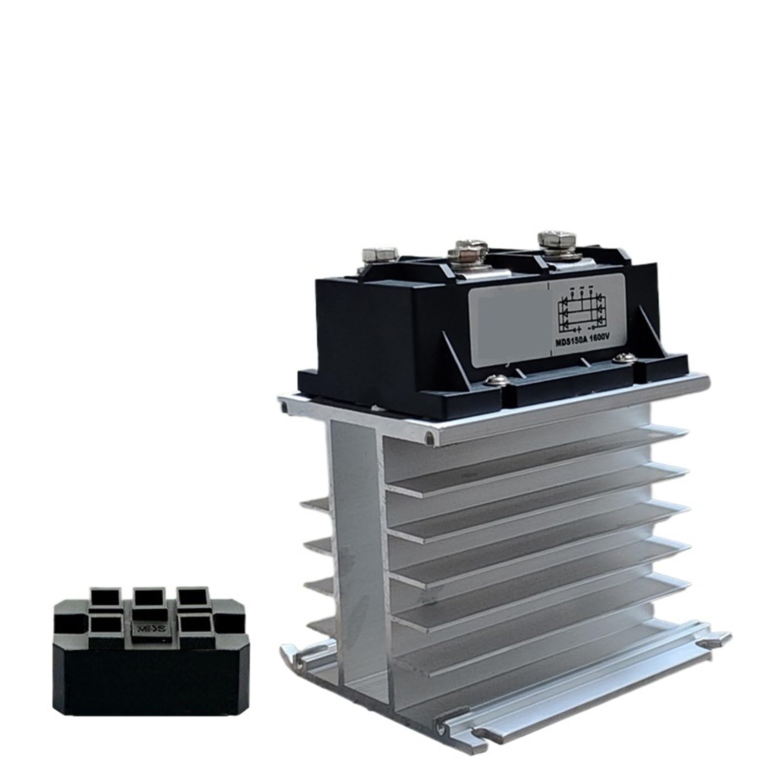 1 pz 100A Raddrizzatore a Ponte MDS 60A 150A 200A 1600 V Modulo Diodo a Onda Intera Raddrizzatore Trifase con Dissipatore di Calore in Alluminio(150A)
