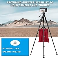 Vista 5 de Soporte de trípode ligero de 74 pulgadas para cámara réflex digital réflex digital, soporte de trípode alto portátil con bolsa de transporte y Para