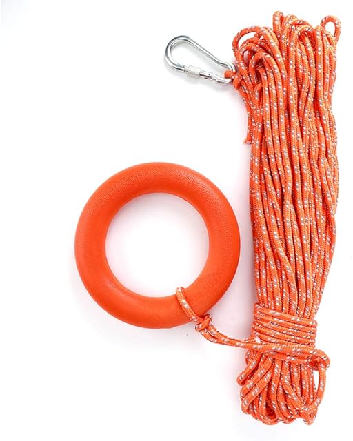 30m Floating Rope Anchor Mooring Rope, Nylon Throw Line Kayak Rope with D-ring Lock and Floating Buoyant Loop for Boat Camping Hiking Awning Tent Canopy