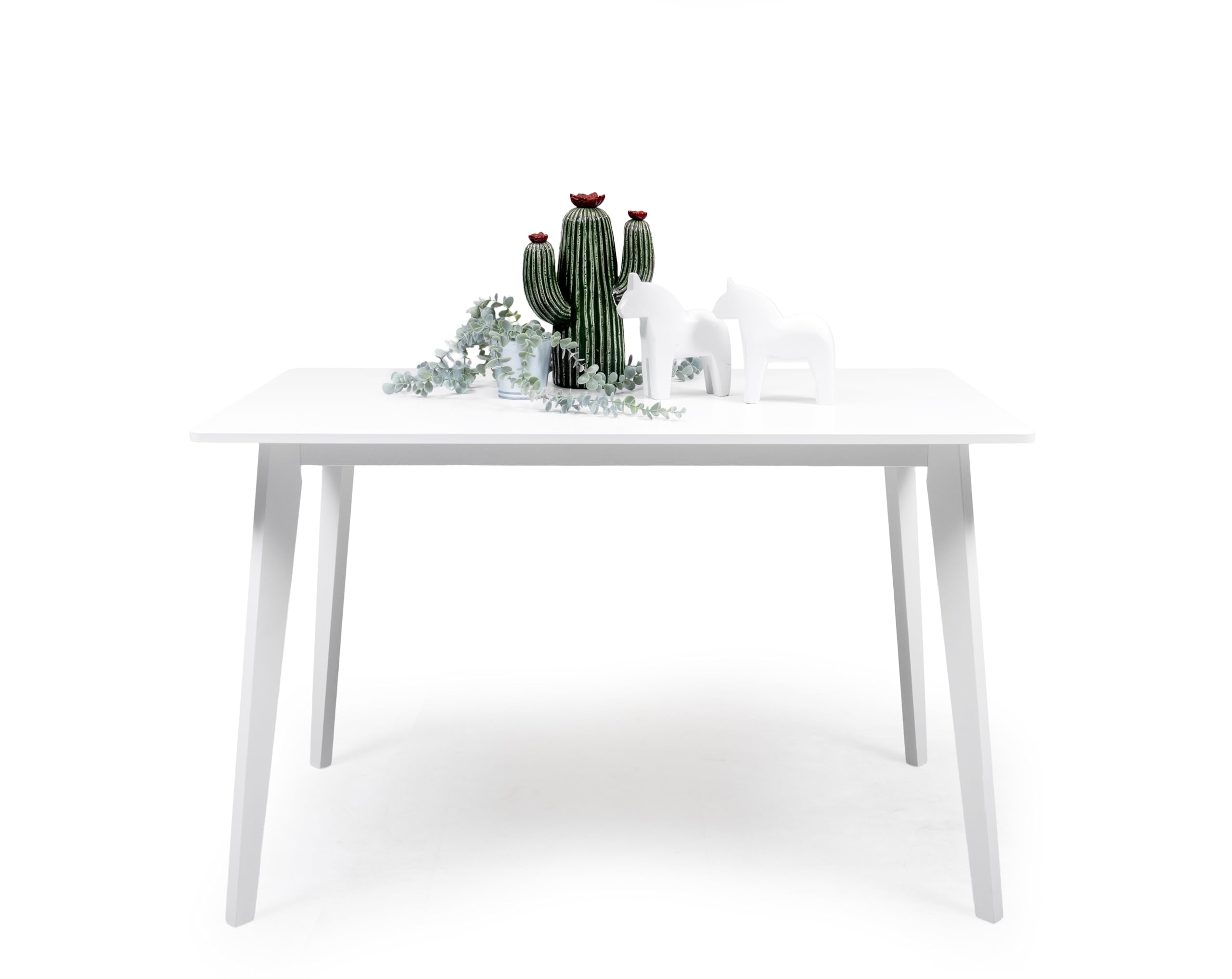 Homely®| Conjunto de Comedor Wendover con Mesa Rectangular 120x70 cm. y 4 Sillas, | Madera lacada Blanco | Estilo Nórdico-Escandinavo | Madera Maciza y MDF | Pack de mesa y sillas informal y económico