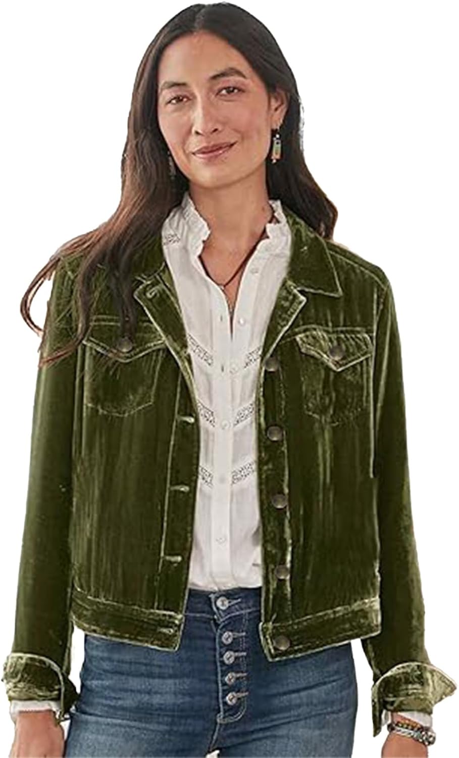 Women's Solid Color Long Sleeve Velvet Jacket Fashion Casual Buckle Short Coat With Pockets Outerwear