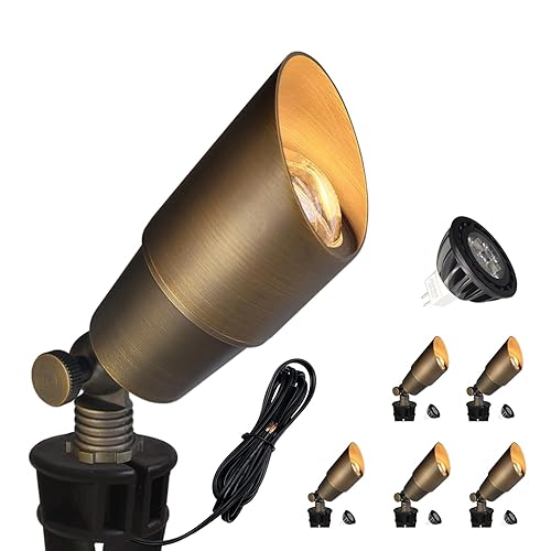 COLOER Brass Landscape Spotlights, 6 Pack Spot Lights Outdoor with