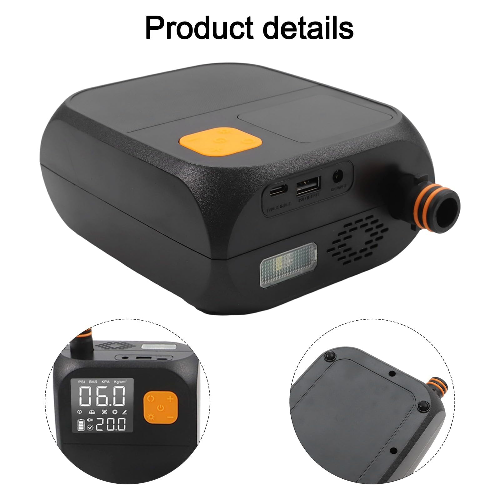 Pompe à air électrique portable pour kayak 25 PSI Gonfleur sans fil avec batterie 8000 mAh LCD numérique Arrêt automatique pour canoë radeau paddle