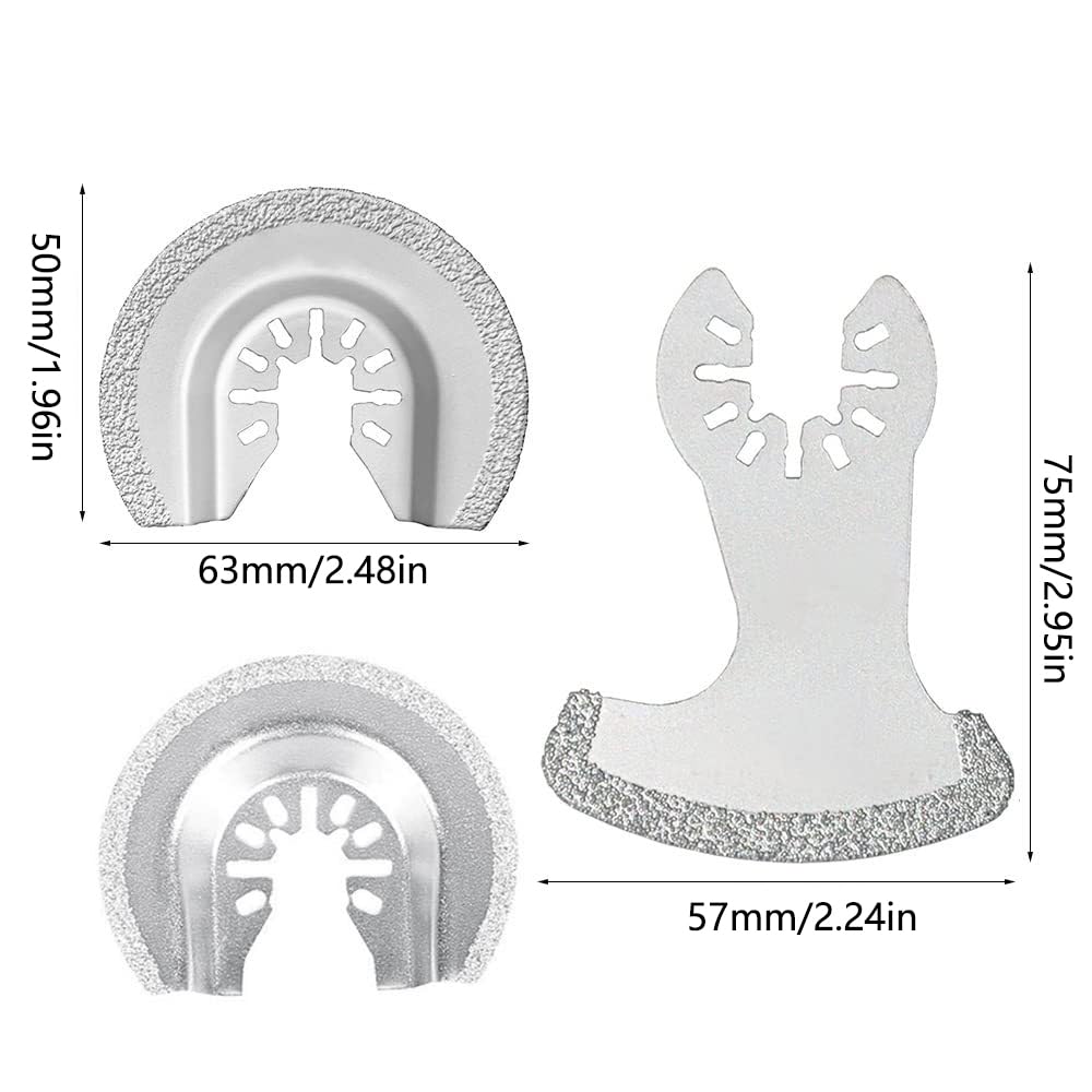 4 cuchillas oscilantes para extracción de lechada, multiherramienta de diamante semicírculo, herramienta de corte para eliminación de mortero de yeso (molienda afilada)
