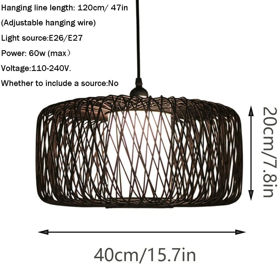 Lampe à rotin noir boho de table pendante et lustre de style rustique - 7