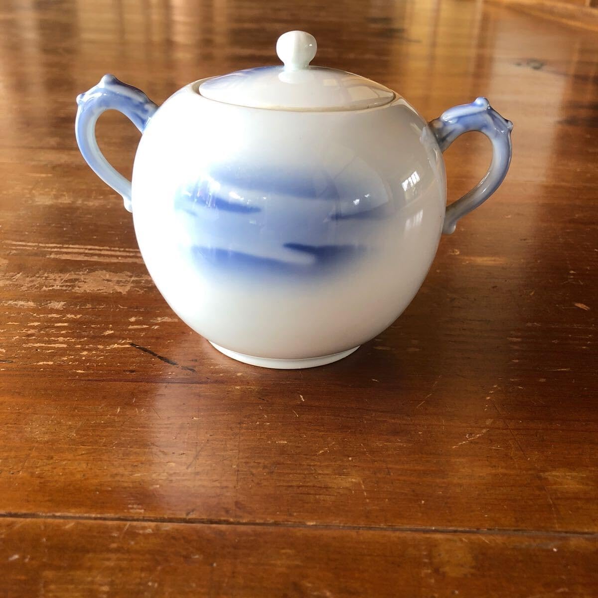 深川製磁 シュガーポット ポット 富士山 オールド深川 茶道具 置物 花瓶 深川 深川製磁 シュガーポット ポット 富士山 オールド深川 茶道具 置物