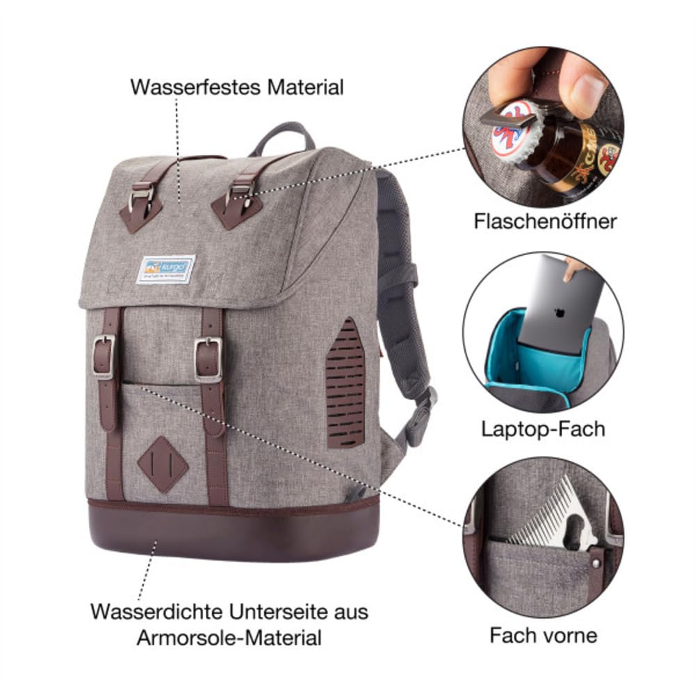 Kurgo Hundetransportrucksack für kleine Haustiere - Tragbarer Haustier-Reiserucksack - Armorsole-Basis - Umwandelbarer Rucksack zu Transportbox - Robuster Haustierrucksack - Heather Grey