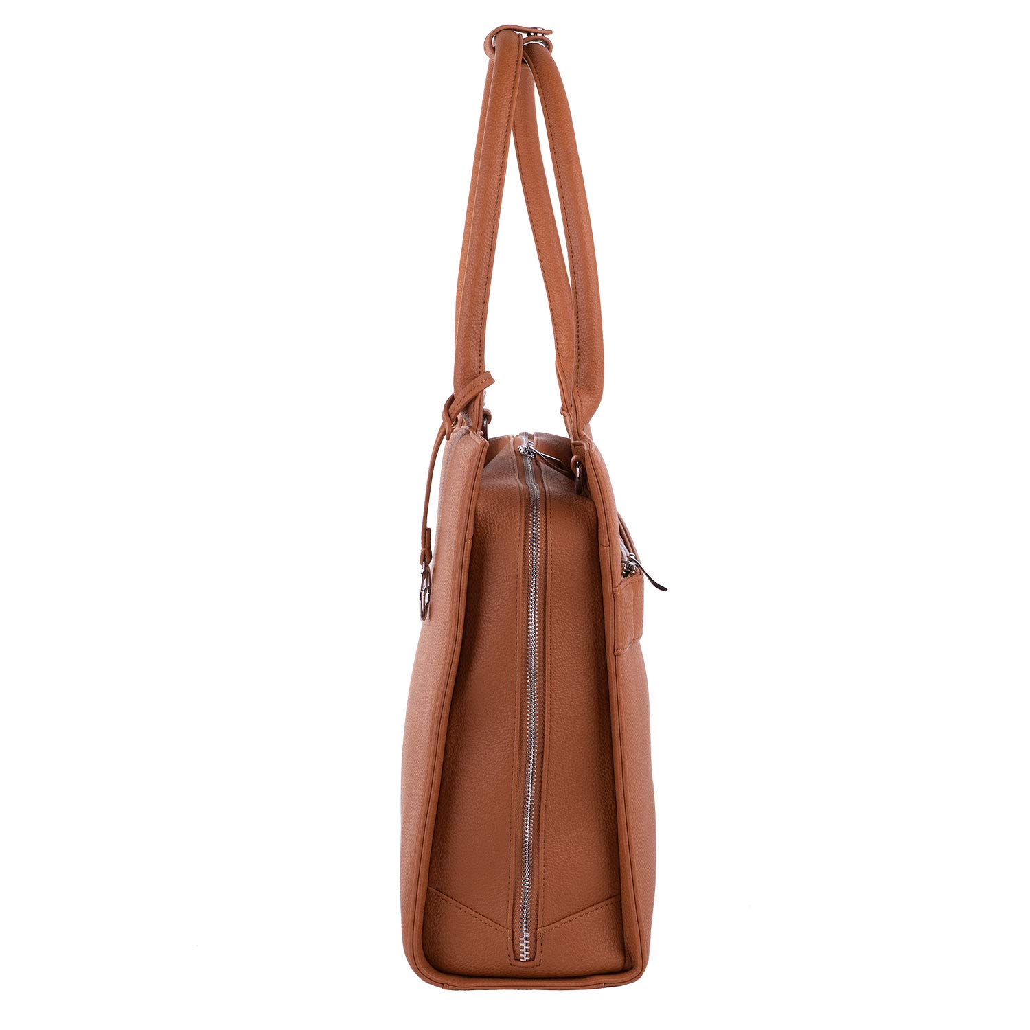 Socha Laptoptasche Damen/Businesstasche Frauen/Aktentasche mit Tragegurt - Elegant - Extra leichte Synthetik - Straight Line Cognac - 15.6 Zoll Braun