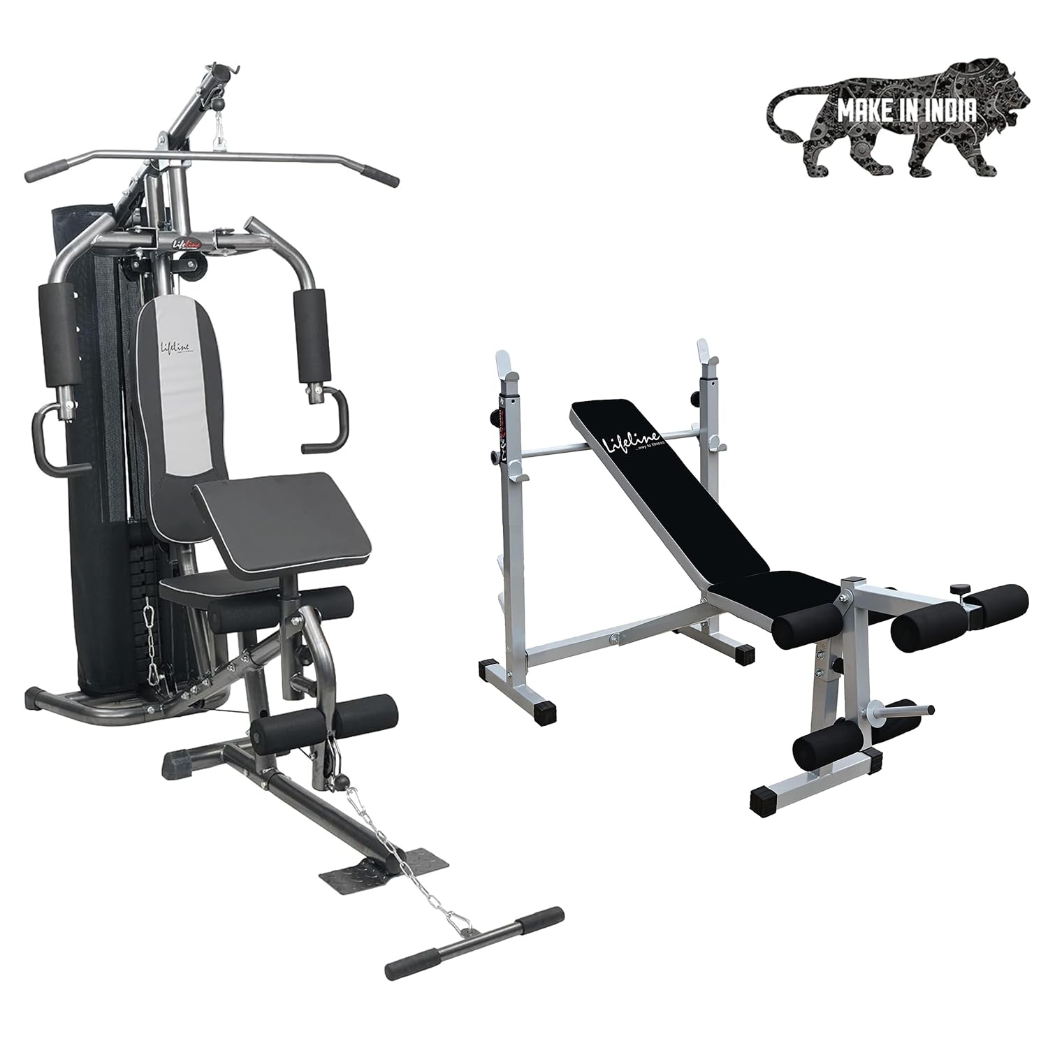 Lifeline HG-005 Home Gym with Preacher Bench Attachment, Multipurpose All in One Machine for Home Workout, Free Installation Assistance (with LB-309 Multi Bench)-image-8
