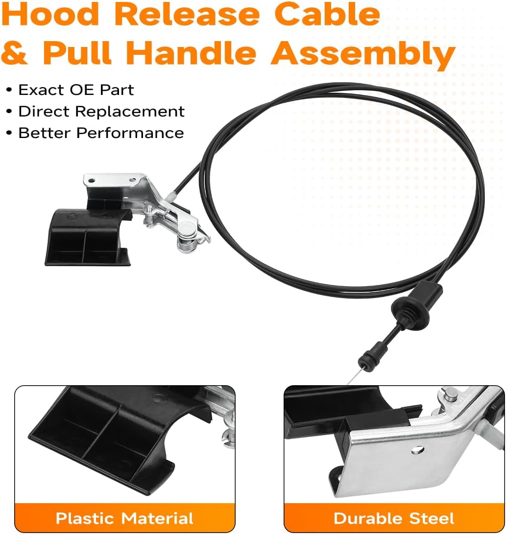 912-475 Hood Latch Release Cable with Handle Assembly Compatible with 1994-1996 Buick Commercial Chassis & Roadmaster, 1994-1996 Cadillac Commercial Chassis&Fleetwood, 1994-1996 Chevy Caprice&Impala