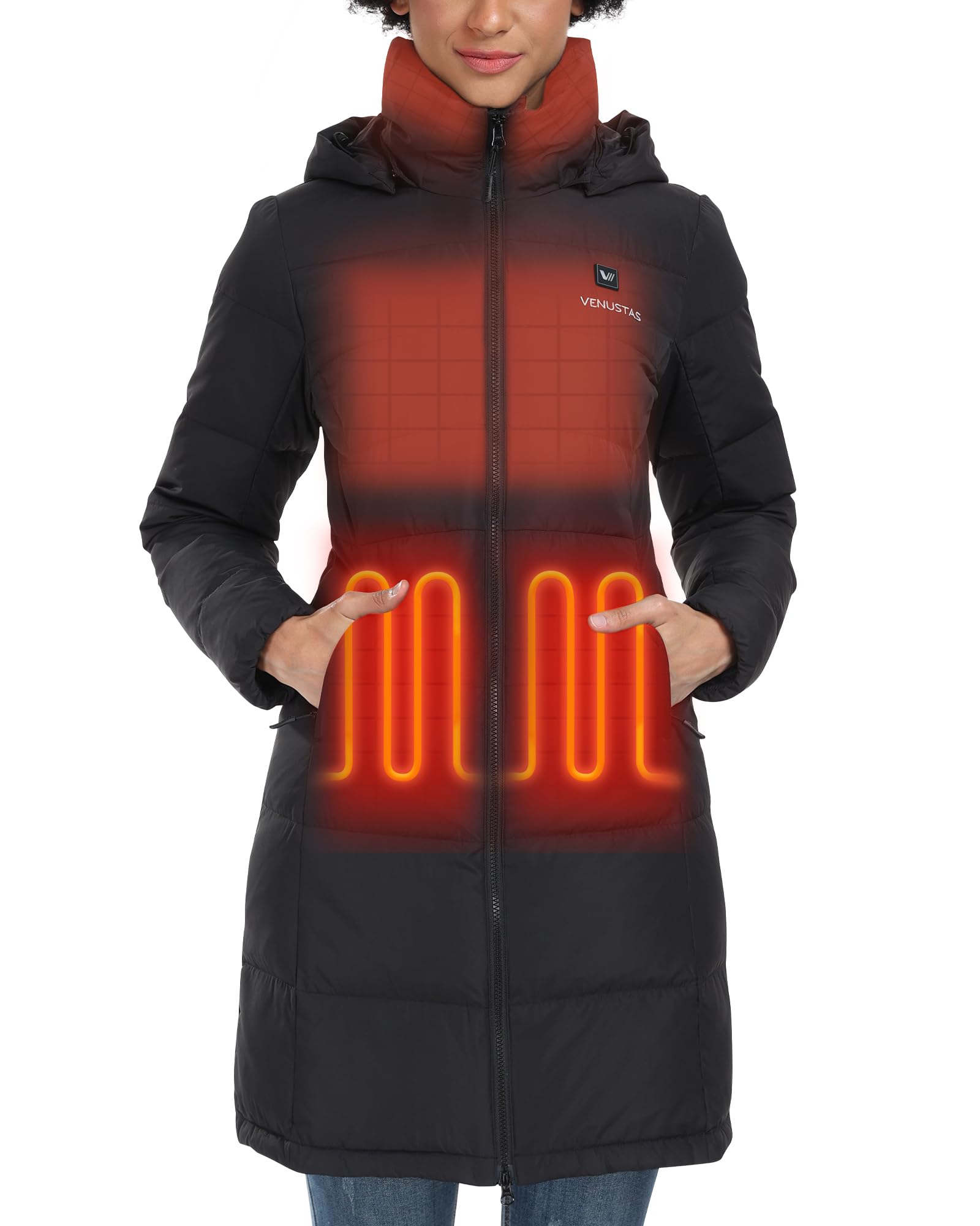 Venustas Women's Recycled Down Heated Jacket with Battery Pack, Winter