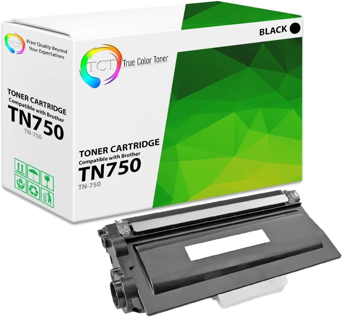 TCT TN750 Toner Cartridge - Compatible Replacement for Brother TN-750 Black High Yield Works with Brother HL-5440D 5450 6180 5470 MFC-8510 8520 8950 DCP-8110 8150 8250 Printers (8,000 Pages)