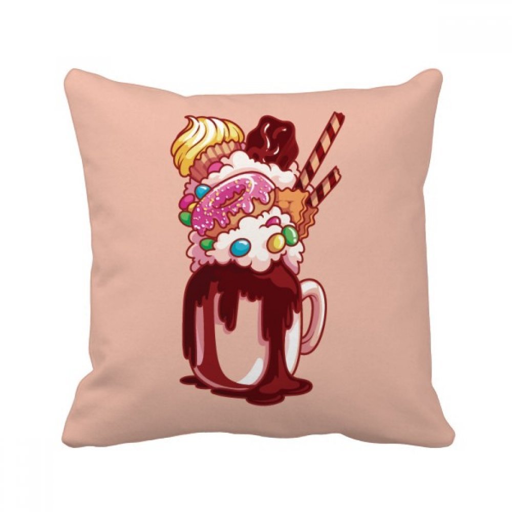 Coussin beignet au chocolat cadeau original déco de maison oreiller carré multicolore