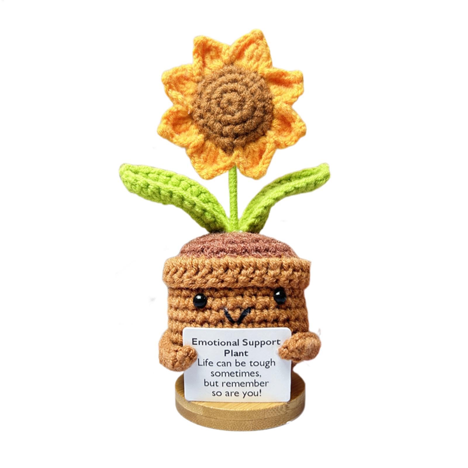 Girasole All'uncinetto A Mano – Regalo Con Biglietto Per Supporto Emotivo, Ringraziamento, Auguri Per Mamma, Insegnante E Anziani