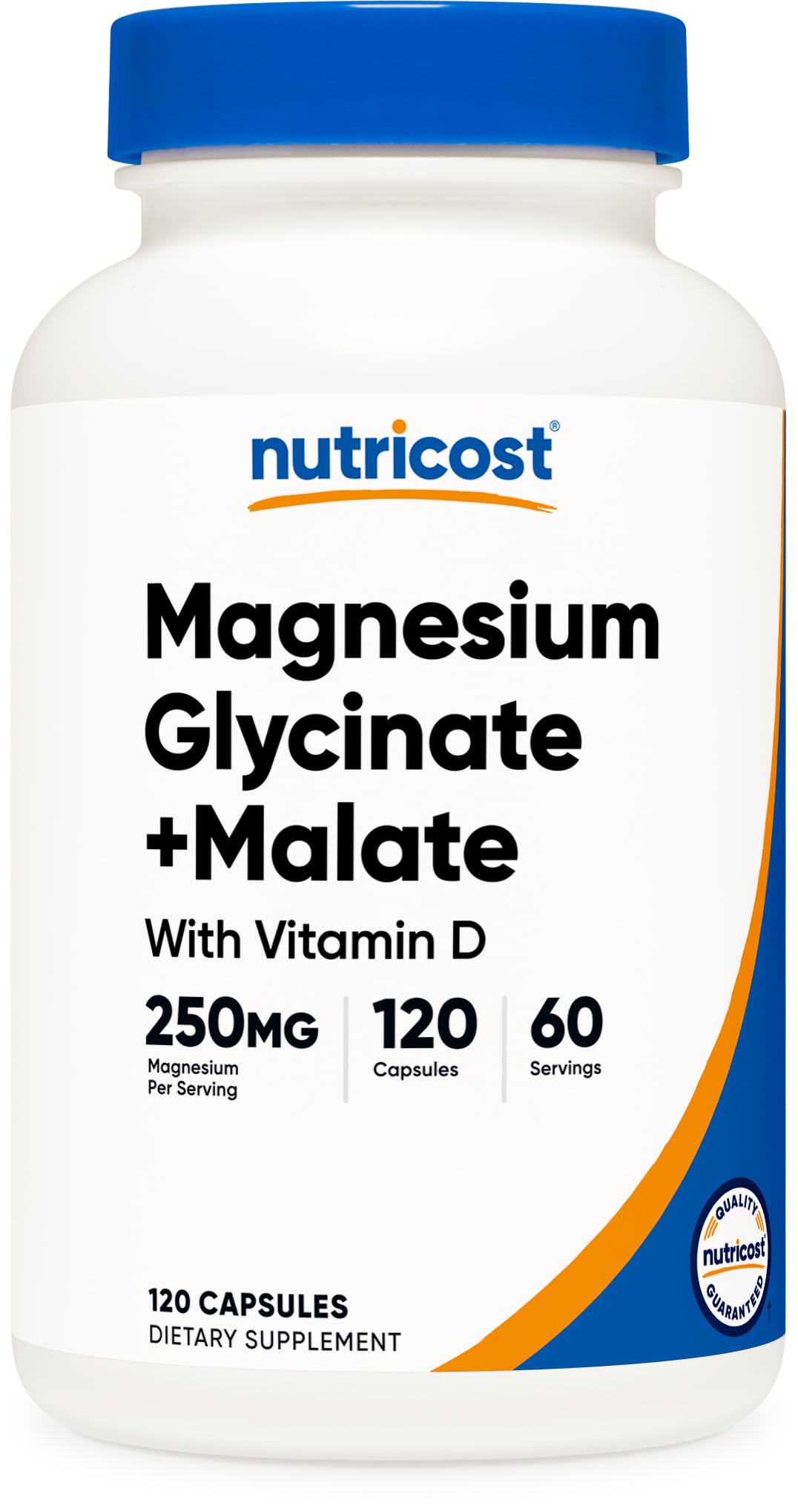Nutricost Magnesium Glycinate Malate 250mg 120 Capsules - High Absorption with Vitamin D Vegan Gluten-Free GMO-Free 60 Servings