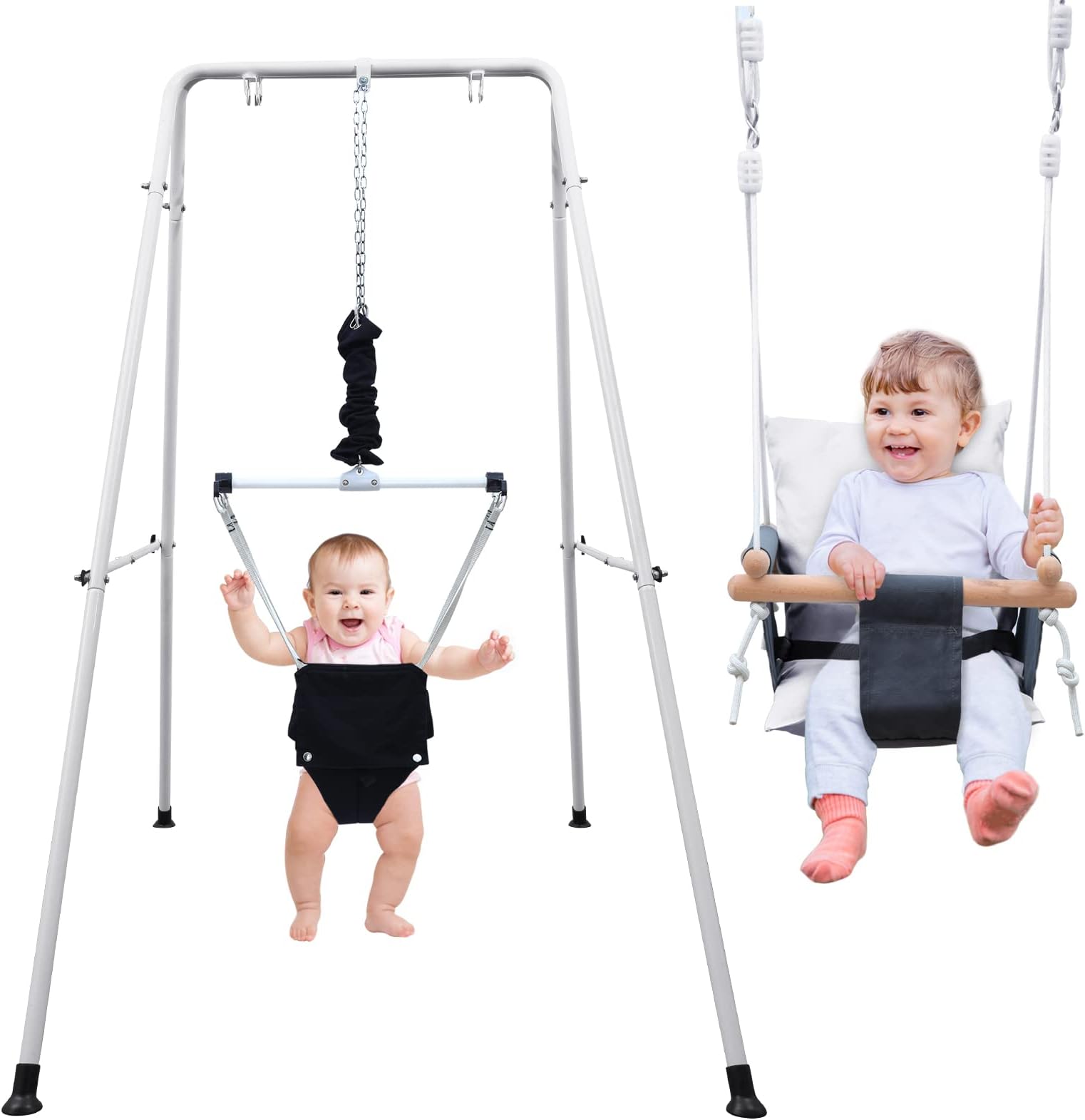 Hapfan 2 in 1 Baby Jumper and Toddler Swing with Stand, Swing Set for Toddler,Outdoor Indoor Use