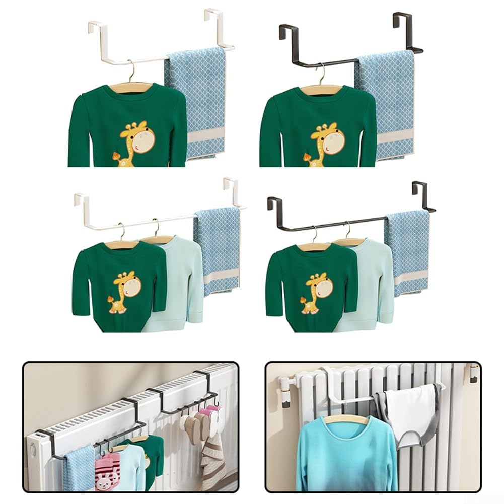 Handtuchhalter aus Metall für Heizkörper zum Aufhängen und Trocknen von Handtüchern, entworfen, um für Heizkörper ohne Bohren zu passen, unterstützt schwere Handtücher und Kleidung sicher (weiß-groß)