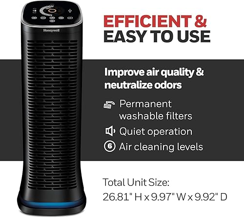Miniatura 2 de Honeywell Air Genius HFD360 - Purificador de aire para el hogar, habitaciones grandes de hasta 1268 pies cuadrados con filtro permanente y lavable,