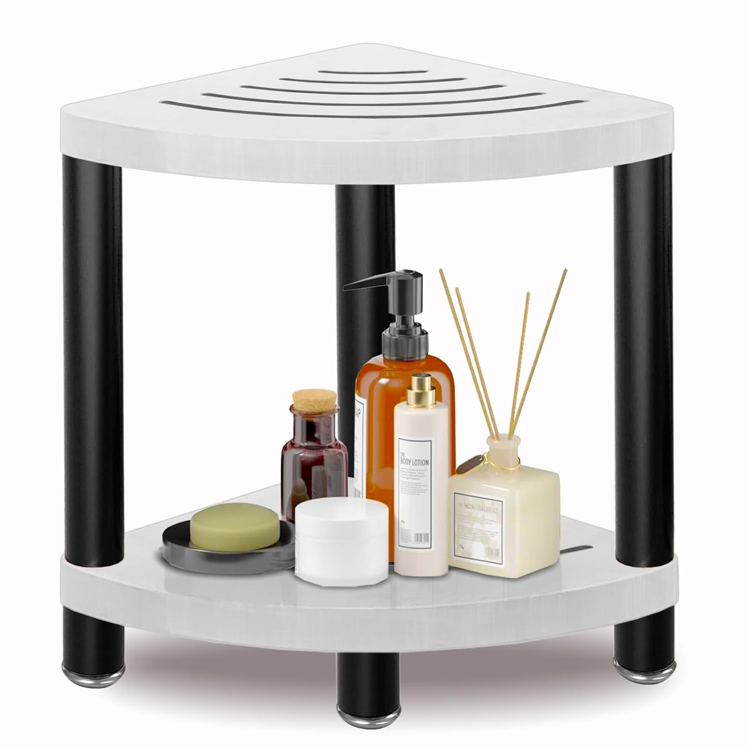 Corner Shower Stool with Storage Shelf,Waterproof Singapore Ubuy