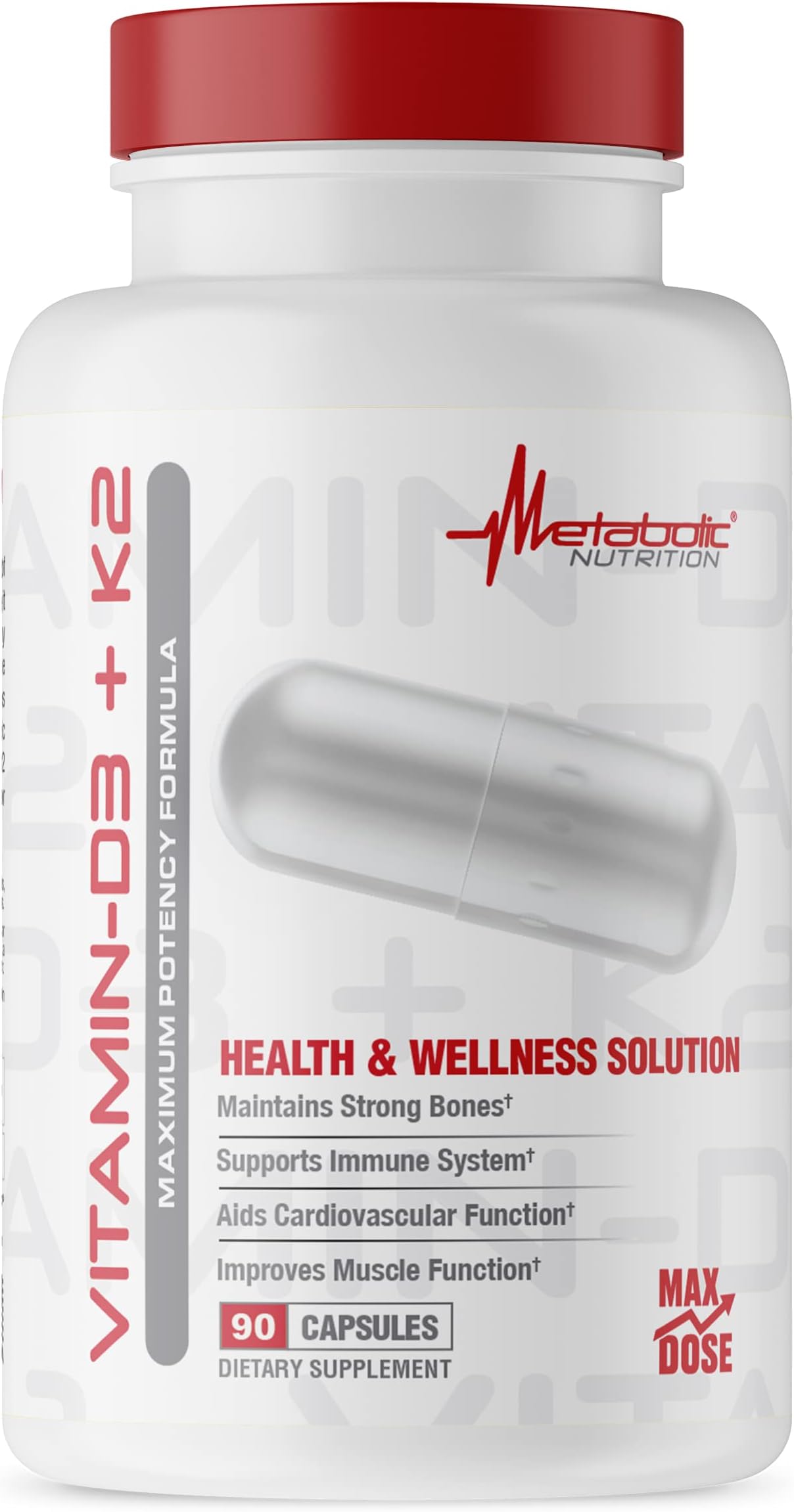 Vitamin D3 + K2, Bone and Heart Health Formula, Immune Support, 90 Veggie Caps 7000IU per Capsule Max Dose