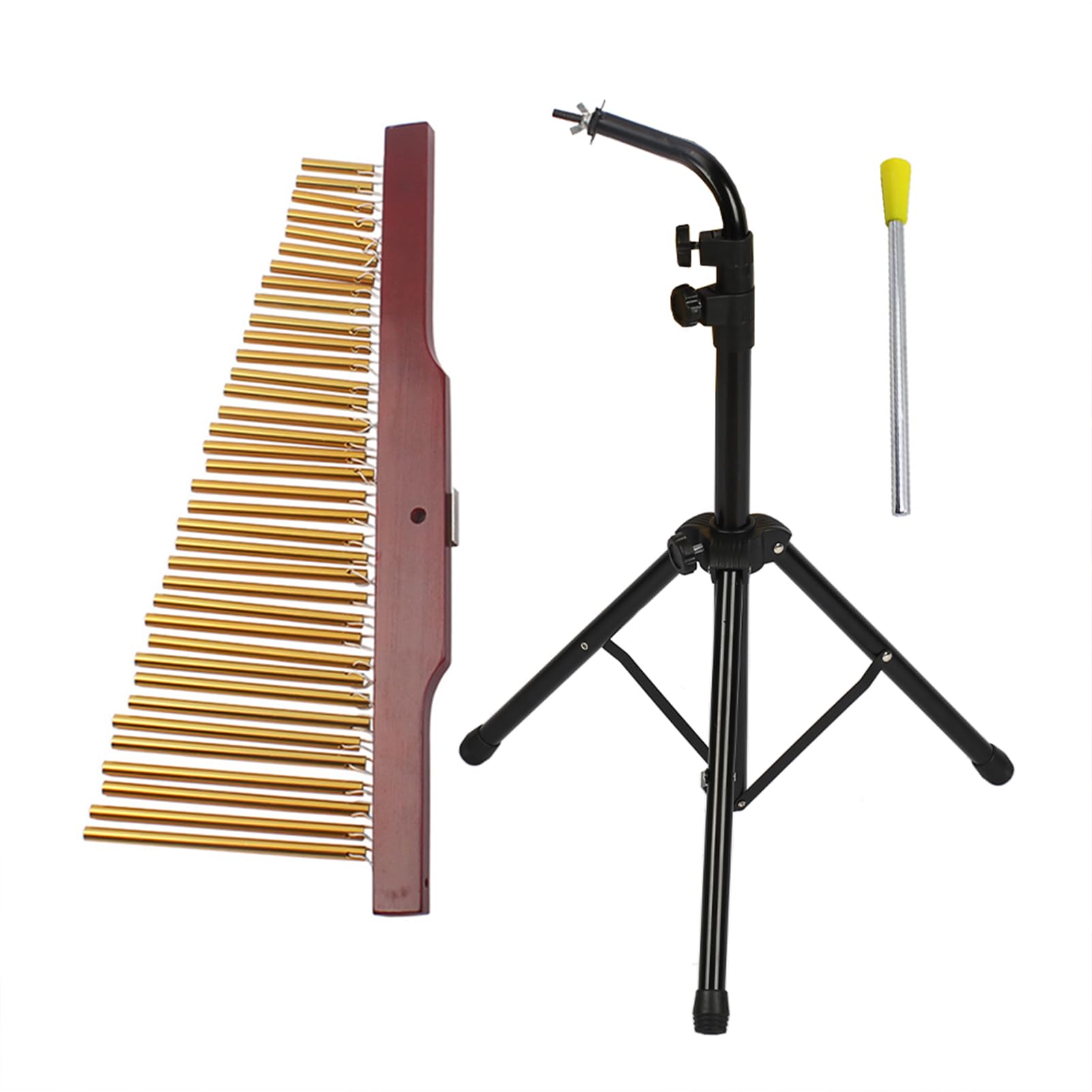 POENVFPO Campana Musicale a 36 Campane, Strumento a Percussione Portatile con Base in Legno, Altezza Regolabile da 2,2 a 5,3 Piedi, Struttura in Alluminio, Prestazioni per Interni Ed Esterni