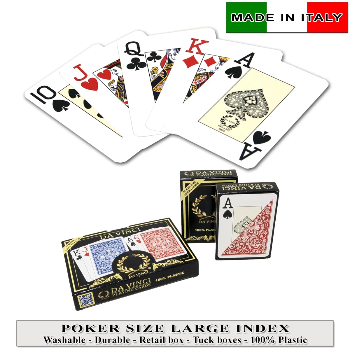 DA VINCI Luna, Italian 100% Plastic Playing Cards 2 Deck Set