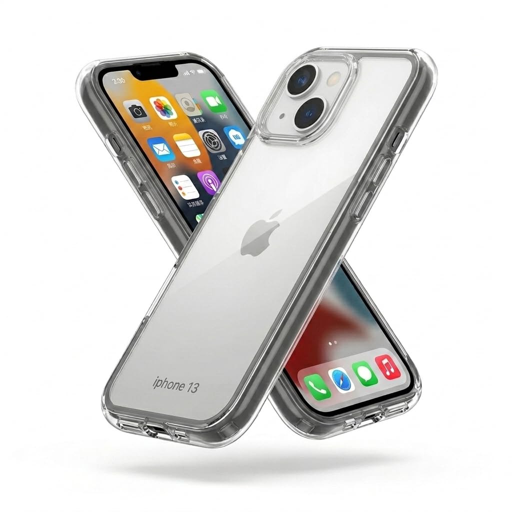 AE MOBILE ACCESSORIES Colourfull Bumper Back Cover for iPhone 13 | Camera Protection | Anti-Yellow Crystal Clear TPU Slim Case Black