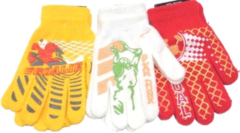 Three Pairs Polyester Spandex Athletic Gloves for Ages 6-10 Years