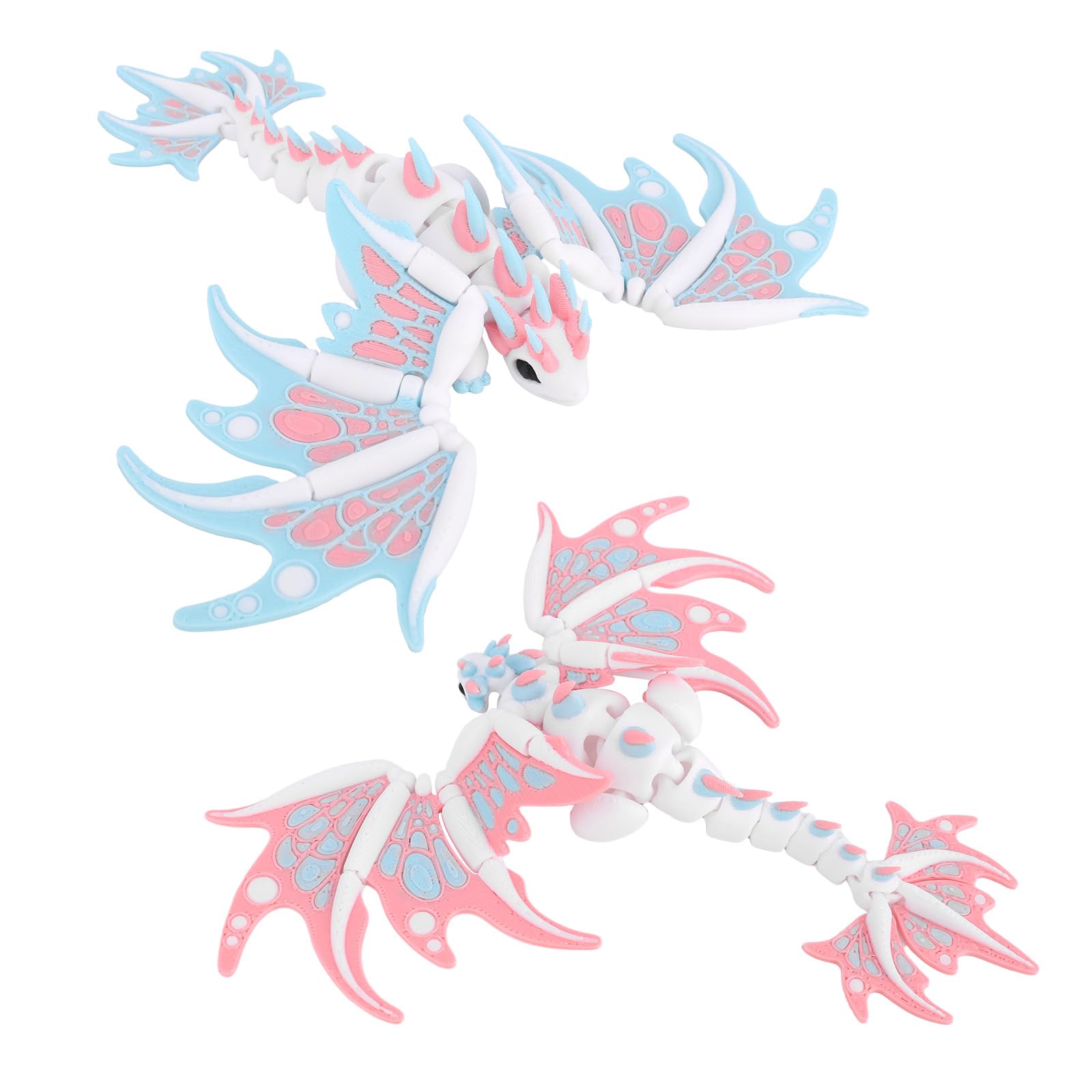Penitue 2pcs 3D Printed Dragon with Wings, 16.5cm/6.5in Flexible Articulated Dragon Fidget Toy 3D Printed Animal for Adults Home Office Desk Decor Fantasy Collectible & Gift