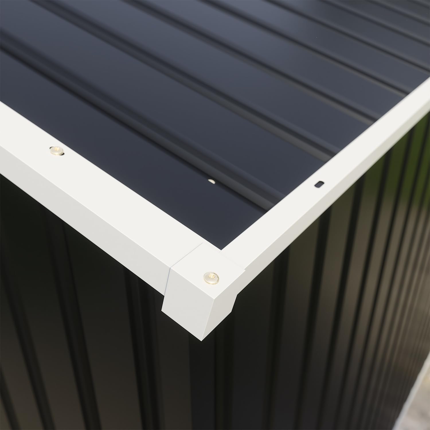 Casetta Da Giardino In Acciaio Zincato 2,56x2,56xh2,16m, 6,55mq, Deposito Attrezzi con Tetto Spiovente, Porta Battente (Nero)
