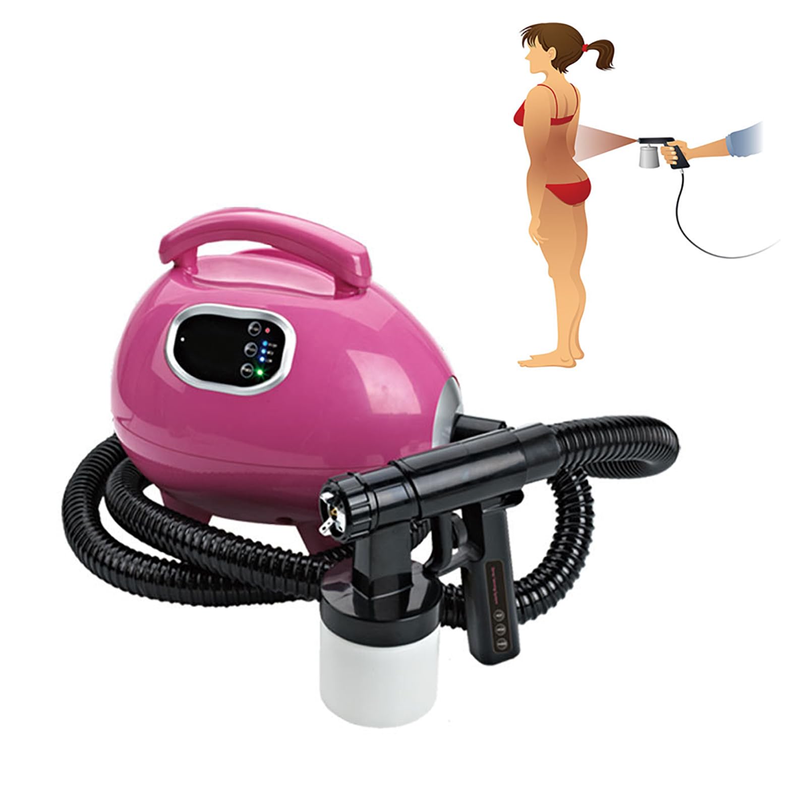 Bronze Tan Spray Tan-Maschine, Bräunungsmaschinen-Sprühpistole Mit 100ml Gießflaschenkapazität, Einstellbarer 3Gang-Windgeschwindigkeit Und Heizfunktion, 360°natürlich,gleichmäßig Und Langlebig