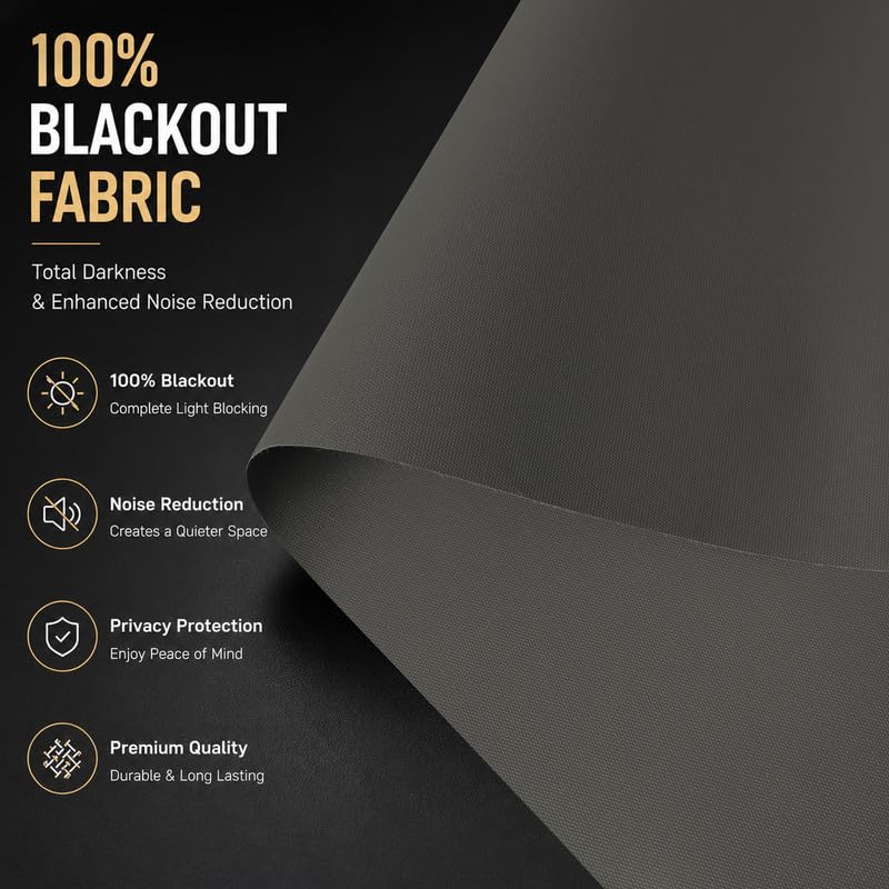 Image of 100% Blackout Roller Blind for Windows|Room Darkening & Privacy Protection Window Shade Blinds|Home, Bedroom, Living Room & Office|Dark Grey, 4.5X12 Feet, Pack of 1