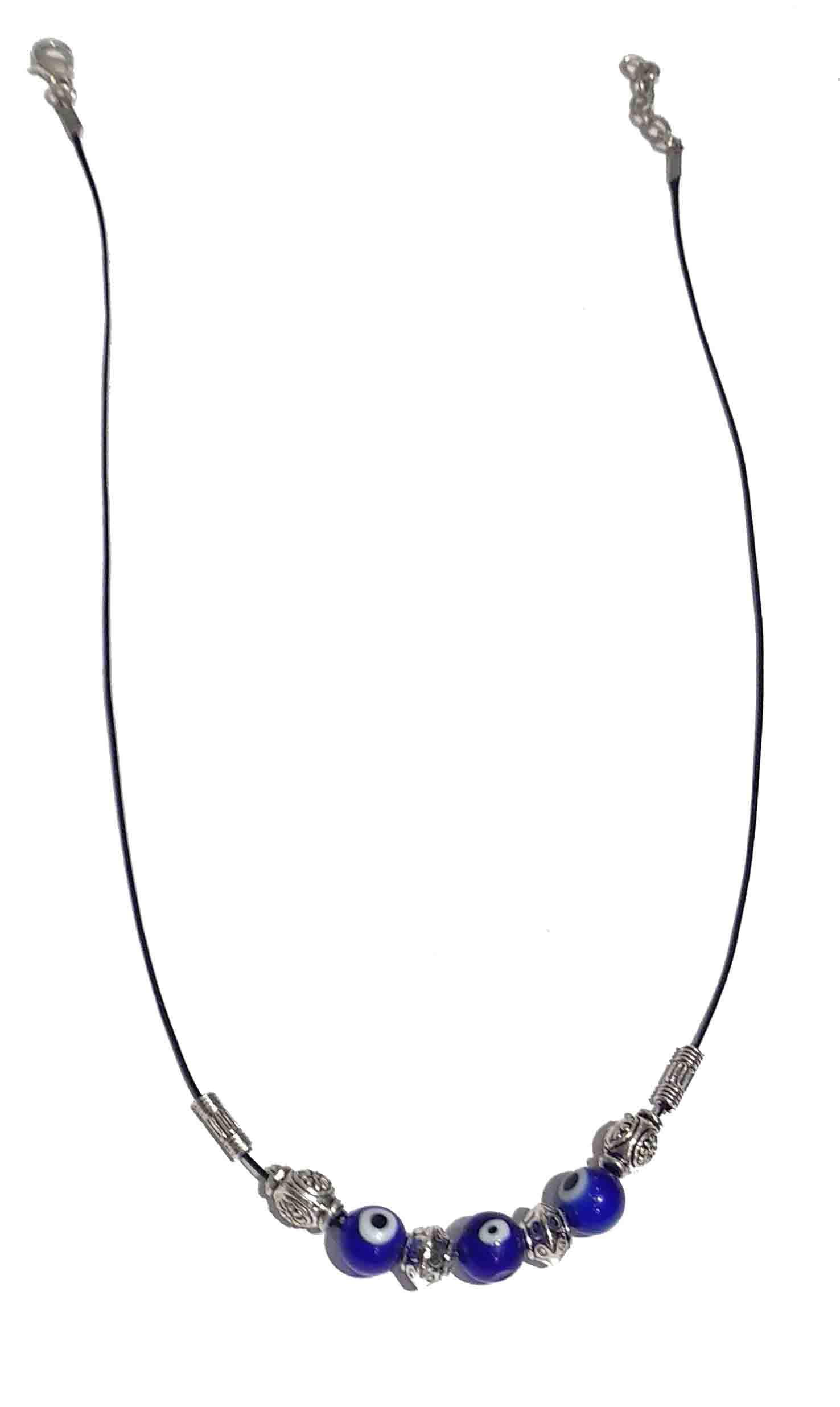 GURJARI JEWELLERS Choker Oxidised Silver Brass Black Thread Necklace with Evil Eye Bead for Women (B081D3WFP3) Amazon Price History, Amazon Price Tracker