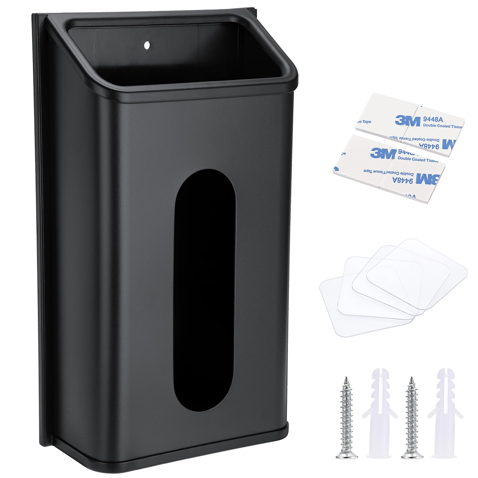 Dispensador de bolsas de comestibles de acero inoxidable – Soporte organizador de bolsas de basura de plástico para montaje en pared, caja de almacenamiento para zapatos, color negro