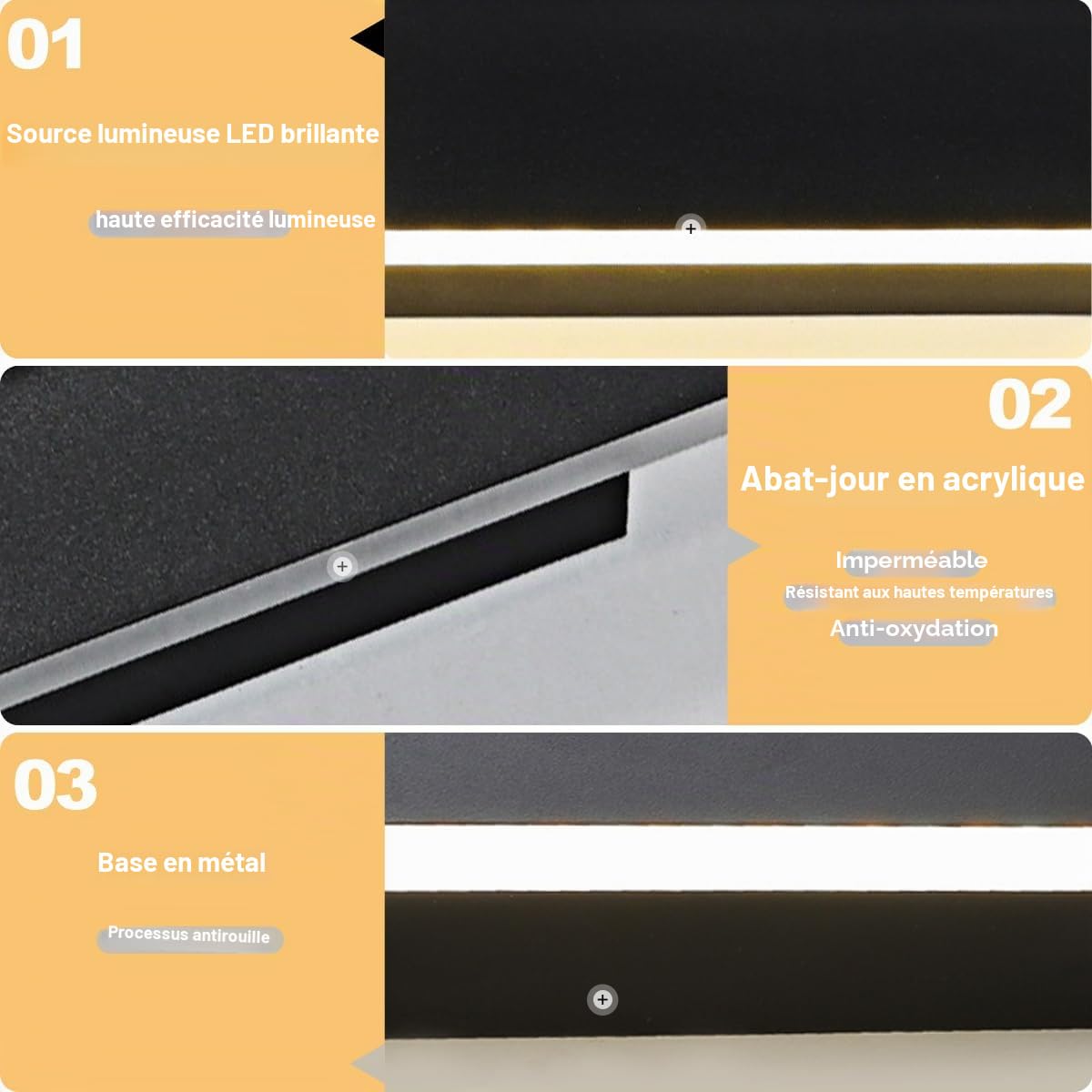 25W/115CM Applique Murale Exterieur LED IP65 Étanche,Longue Lampe