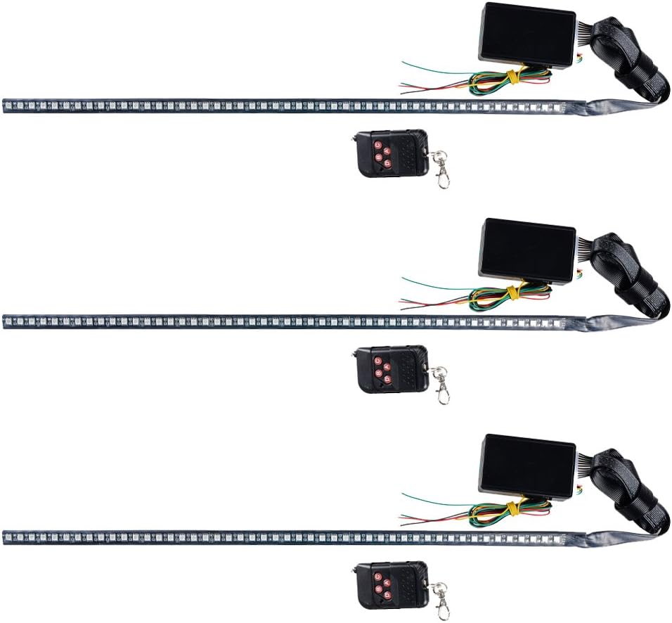 3PCS 22" RGB LED Truck Bed Light Strip Kit with Sound-Activated Function Wireless Remote for Truck Bed Cargo Boat Pickup RV SUV Waterproof IP67 Lighting Kit Tailgate Light 12V