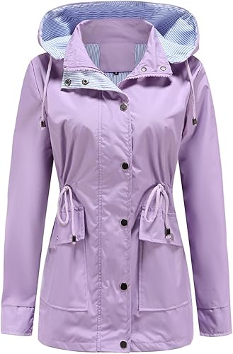 Miniatura 2 de MODFUL Chaquetas ligeras para mujer, chaqueta impermeable para lluvia, rompevientos, gabardinas al aire libre con capucha