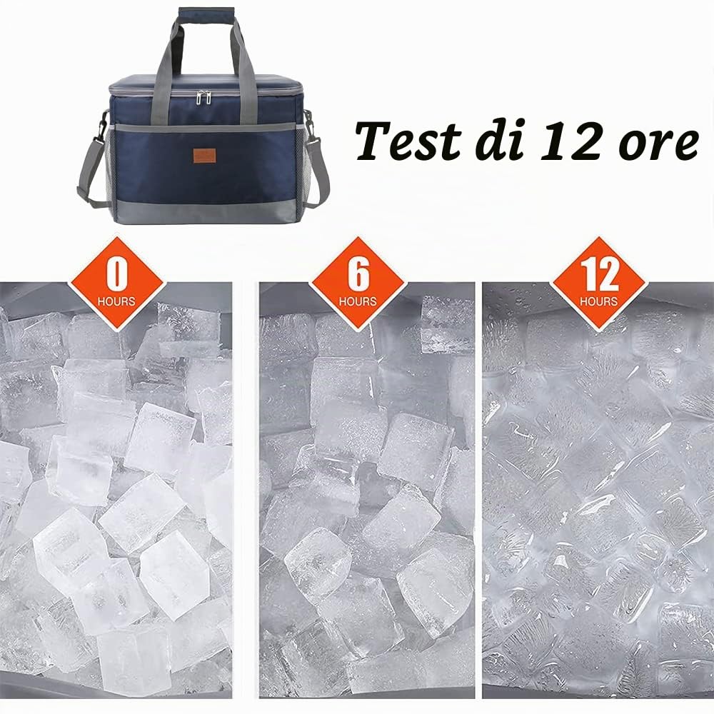 Borsa Frigo Isoterma, 36L Borsa Termica Pieghevole, Borsa Termica Porta Pranzo, con Tracolla Regolabile, Alta Capacità, per Picnic, Barbecue, Campeggio, Viaggio (Blu Scuro)