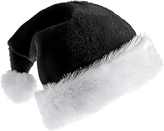 [JUTOSU] クリスマス帽子 柔らかいぬいぐるみのクリスマス帽子 大人用 子供用 ふわふわ 暖かい 男女兼用 サンタ帽子コスチューム 小物 仮装 コスプレ 30*45cm (ブラック)