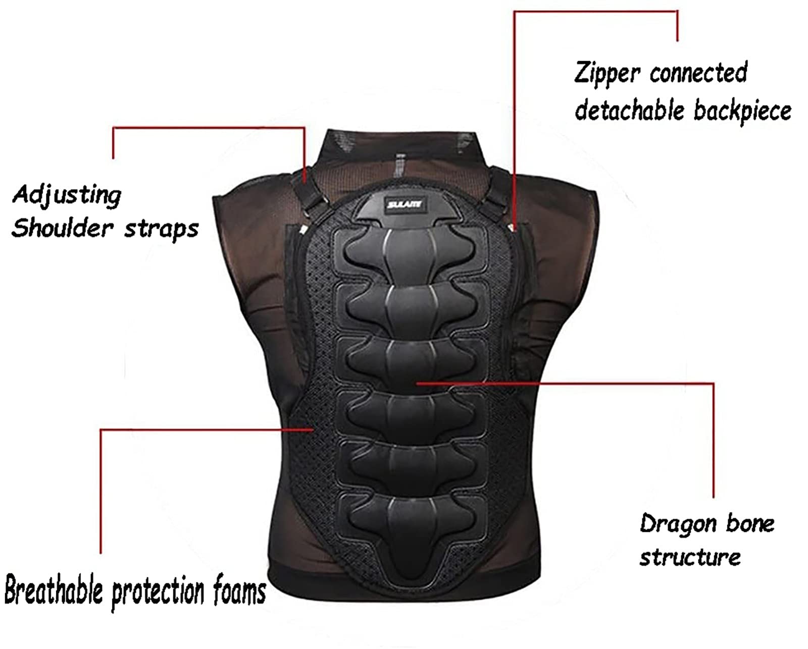 Gilet protettivo per moto da cross, motocross, sci, snowboard, taglia adulto