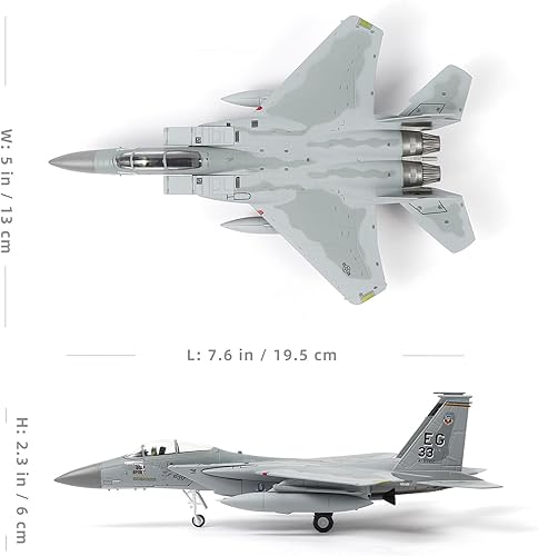Miniatura 2 de El modelo F-15C American Eagle Aircraft es un modelo de avión de combate de metal fundido a presión de doble motor 1100, adecuado para fines de