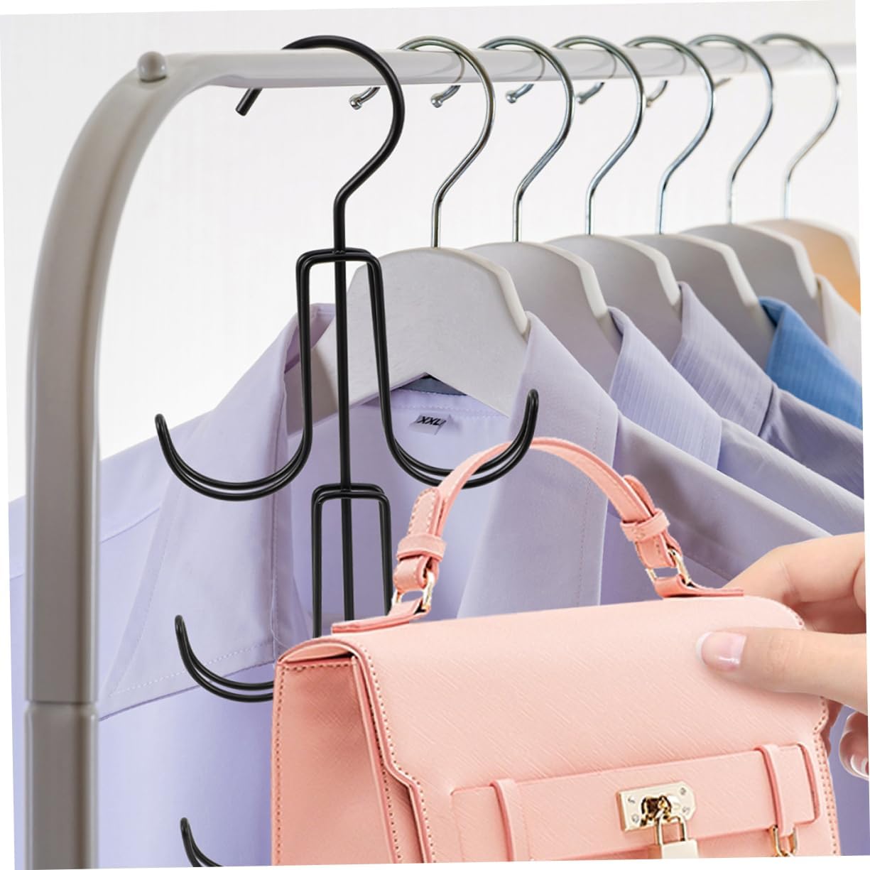 Space-Saving Purse Organizer 2 Pcs Handbag Hanger Rack Bag Storage Holder Closet Hanger Metal Hooks Fashion