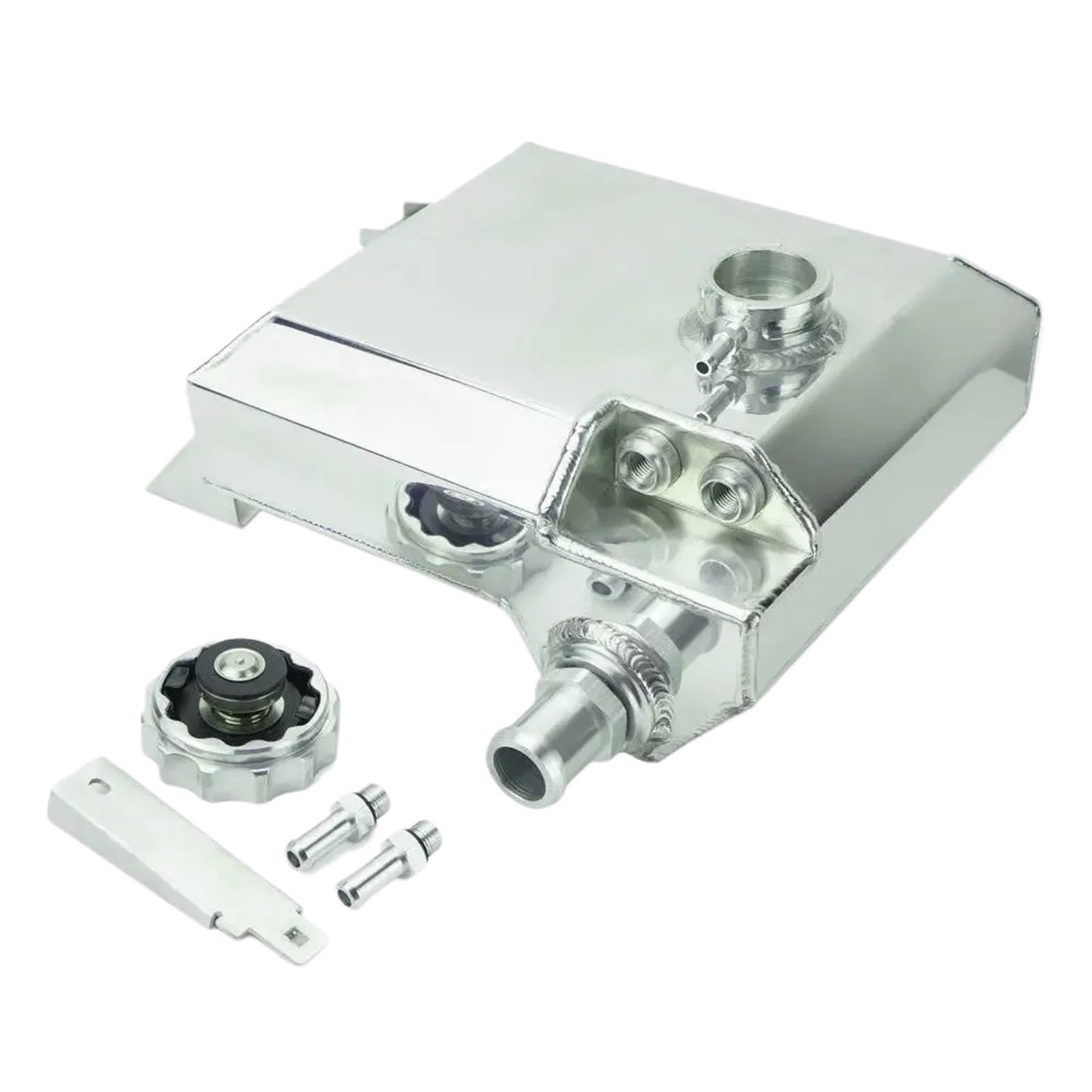Pasuje Do Ford Falcon BA-BF 6CYL V8 XR6 XR8 FPV Aluminiowy Polerowany Zbiornik Przelewowy Płynu Chłodzącego Butelka Na Wodę Zestaw zbiornika rozprężnego(Silver)