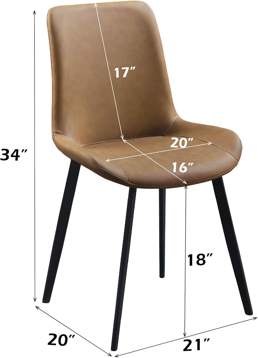 Abiram Brown Faux Leather and Metal Side Chair Set